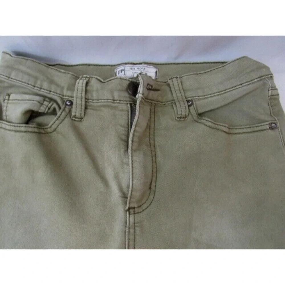 Free People We The Free‎ Green Mid-Rise Skinny Cotton Rayon Pant Size 28/25